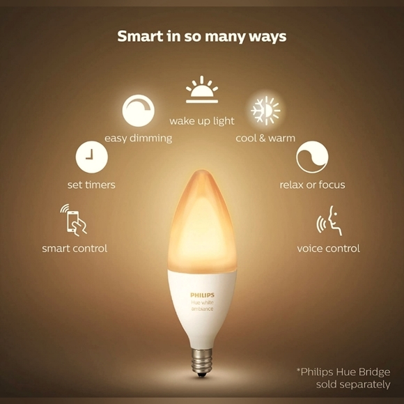 Philips Hue White Ambiance Decorative Candle 40W Dimmable LED Smart Bulb. - Picture 4 of 8